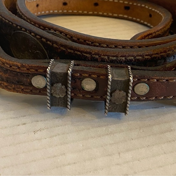 RARE Sunset Trails Sterling & 10k Gold Engraved CONCHO Ranger Belt Buckle - Picture 4 of 16